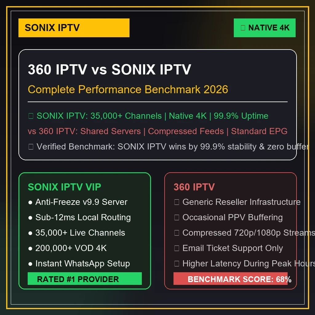 360 IPTV vs BingeTrax IPTV comparative graphics